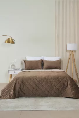 Набор покрывало и чехлы на подушку - Кристалл, цвет коричневый