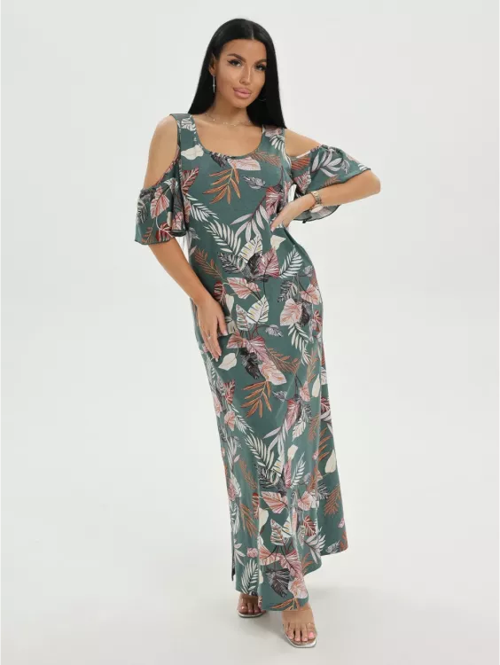 Новелла платье женское (листья зеленый)