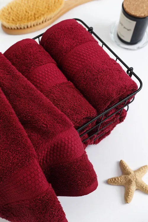 Полотенце махровое - Бордовый