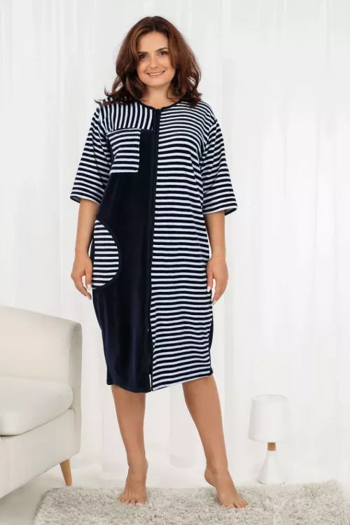 Халат 21535 велюровый полоска последний размер