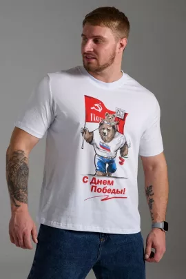 Футболка мужская 8547 белый + день Победы последний размер