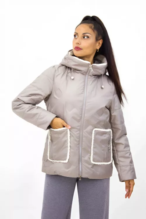 Куртка 7744 демисезонная бежевый последний размер