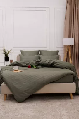 Постельное белье микрофибра страйп - Хаки