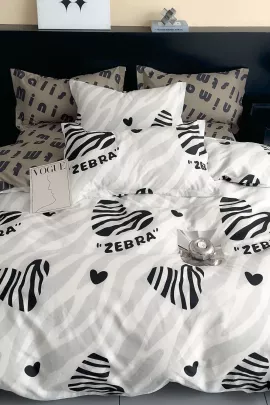 Постельное белье сатин элит на молнии - Зебра