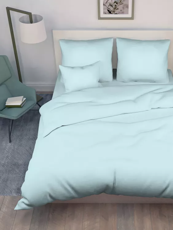 Постельное белье поплин гладкокрашенный - Небесно-голубой