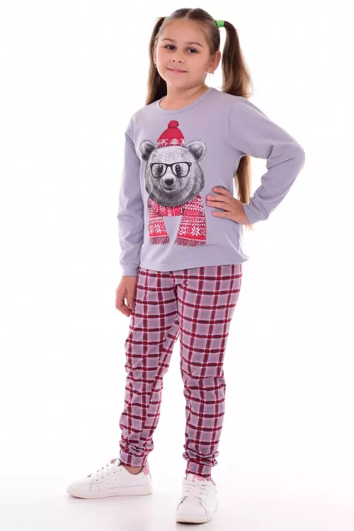 Пижама детская 7-294 (серый) Мишка в шапке