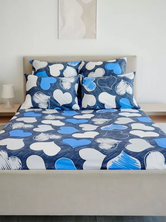 Простыня поплин - РОМАНТИКА (синий)