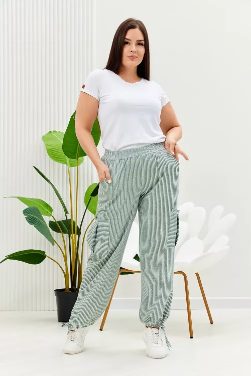 Брюки женские 970399 хаки полоса последний размер