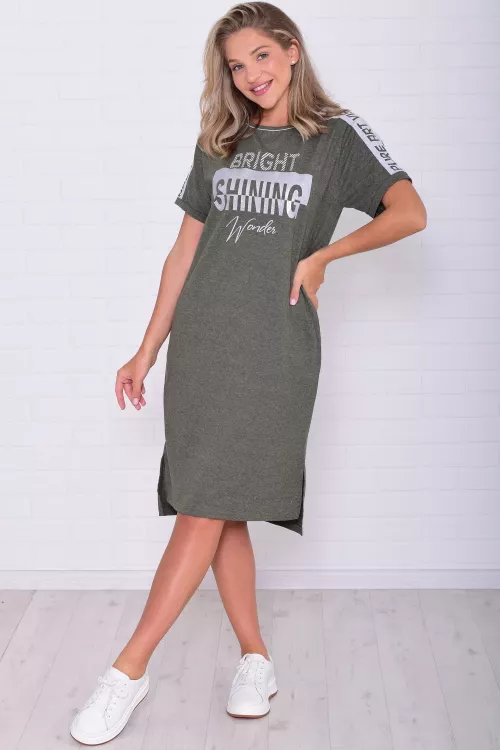 Платье женское 4-61 (хаки-меланж)