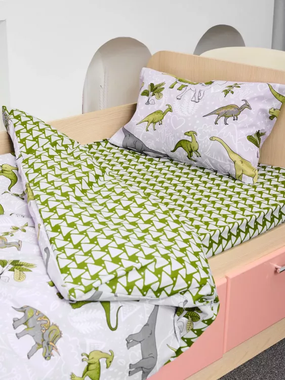 Постельное белье детское поплин с простыней на резинке - Юрский период
